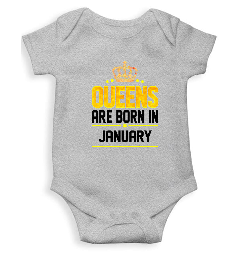 Queens Are Born In January Rompers for Baby Girl- FunkyTeesClub