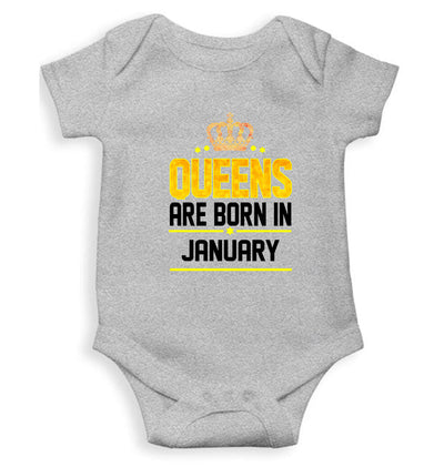 Queens Are Born In January Rompers for Baby Girl- FunkyTeesClub