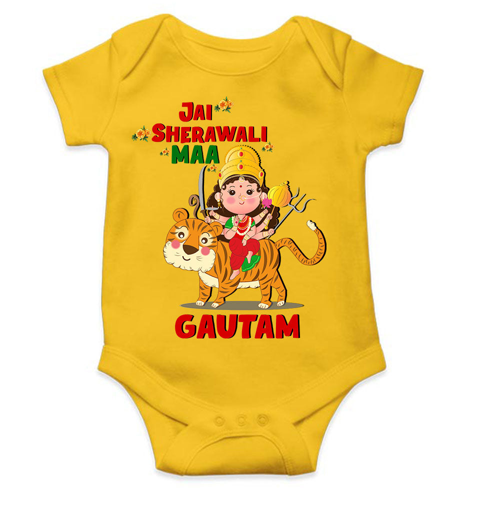Custom Name Jai Sherawali Maa Navratri Rompers for Baby Boy- FunkyTeesClub