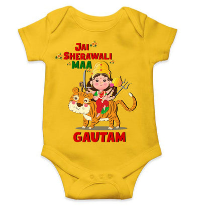 Custom Name Jai Sherawali Maa Navratri Rompers for Baby Boy- FunkyTeesClub