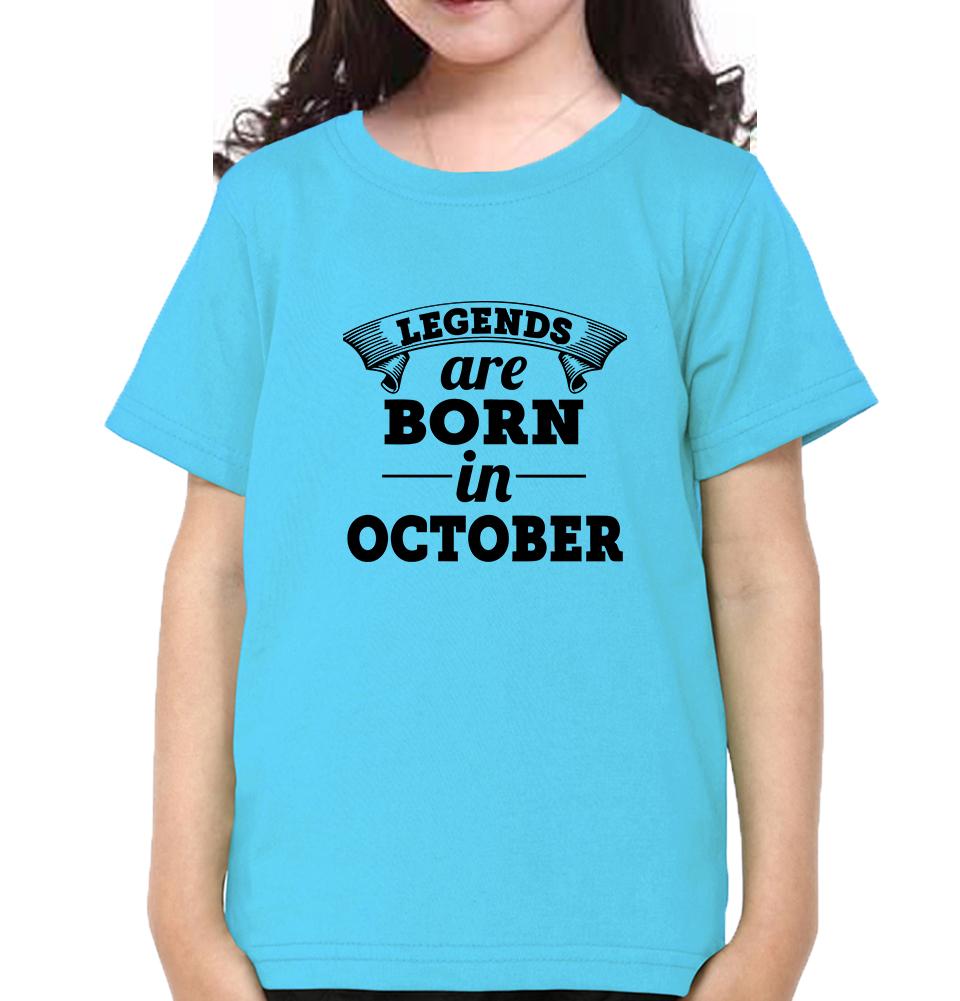 Legends are Born in October Half Sleeves T-Shirt For Girls -FunkyTeesClub