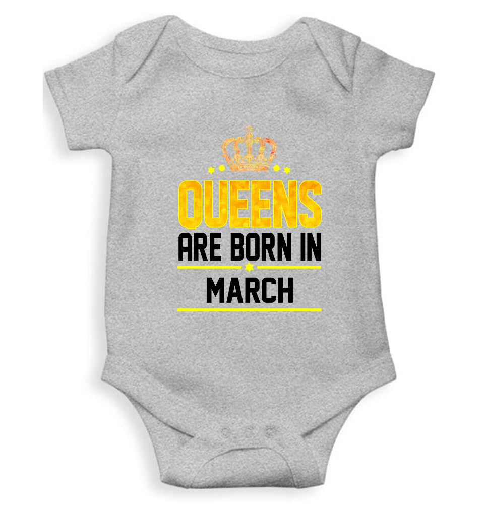 Queens Are Born In March Rompers for Baby Girl- FunkyTeesClub