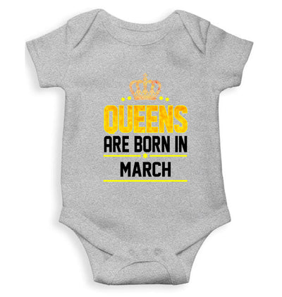Queens Are Born In March Rompers for Baby Girl- FunkyTeesClub