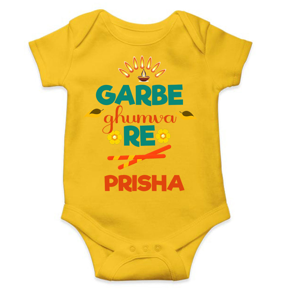 Custom Name Garbe Ghumva Re Navratri Rompers for Baby Girl- FunkyTeesClub