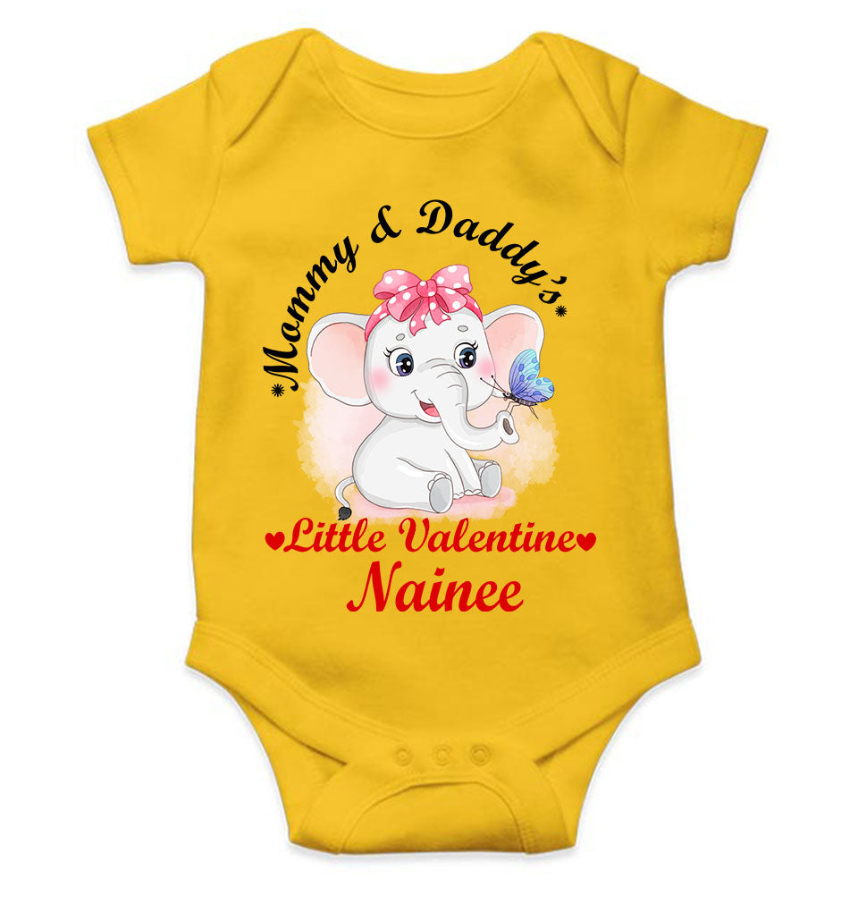 Custom Name Mommy And Daddys Little Valentine Rompers for Baby Girl- FunkyTeesClub