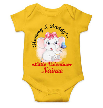 Custom Name Mommy And Daddys Little Valentine Rompers for Baby Girl- FunkyTeesClub
