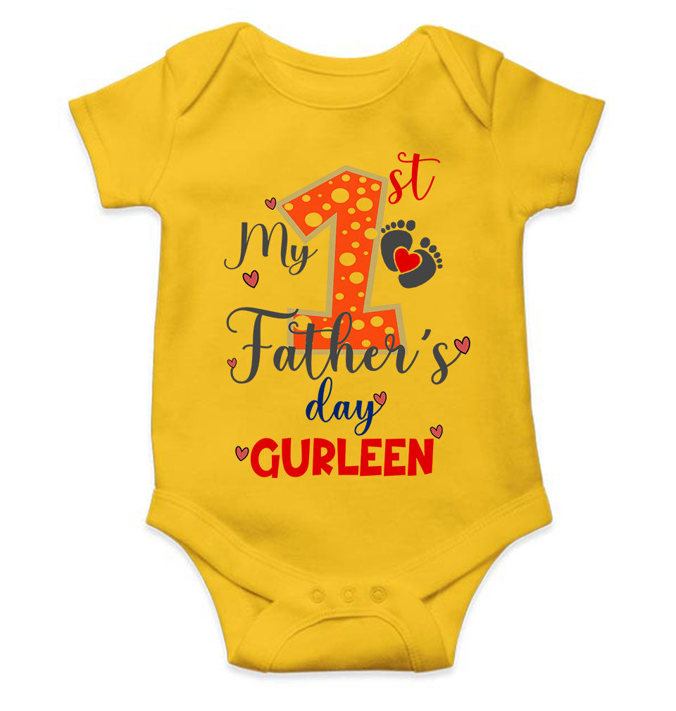 Custom Name First Fathers Day Rompers for Baby Girl- FunkyTeesClub