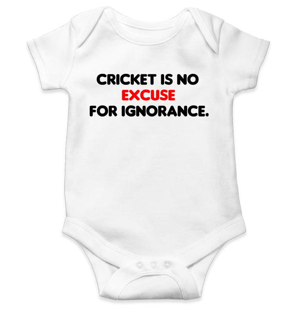 Cricket is no excuse for ignorance World Cup Cricket Rompers for Baby Boy- FunkyTeesClub