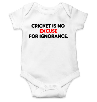 Cricket is no excuse for ignorance World Cup Cricket Rompers for Baby Boy- FunkyTeesClub
