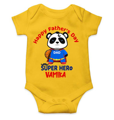 Custom Name Happy Fathers Day Super Hero Rompers for Baby Girl- FunkyTeesClub