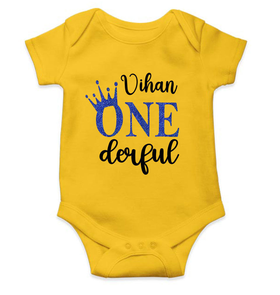 Custom Name First Birthday Rompers for Baby Boy- FunkyTeesClub