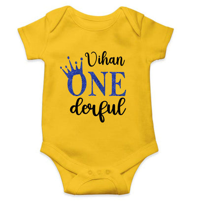 Custom Name First Birthday Rompers for Baby Boy- FunkyTeesClub