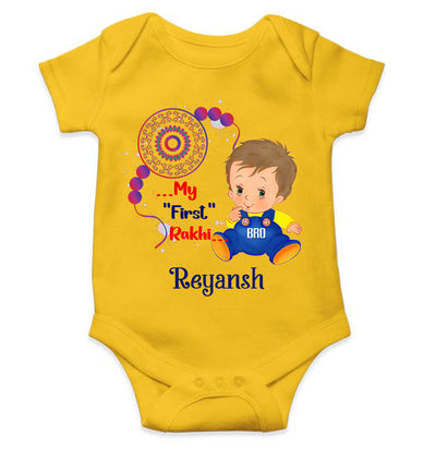 Custom Name My First Rakhi Rompers for Baby Boy- FunkyTeesClub