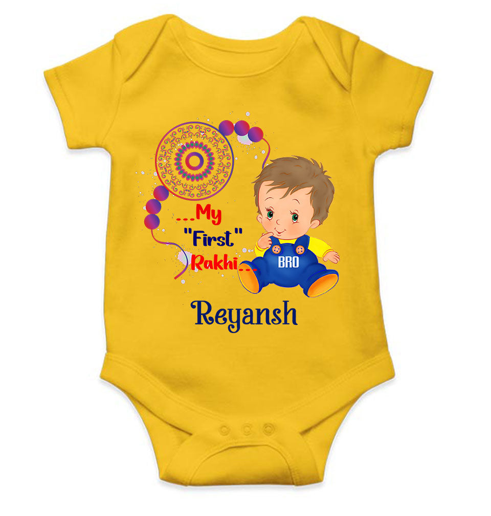 Custom Name My First Rakhi Rompers for Baby Boy- FunkyTeesClub