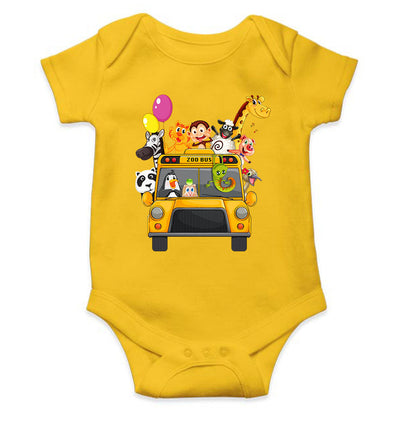Zoo Bus Cartoon Rompers for Baby Boy- FunkyTeesClub