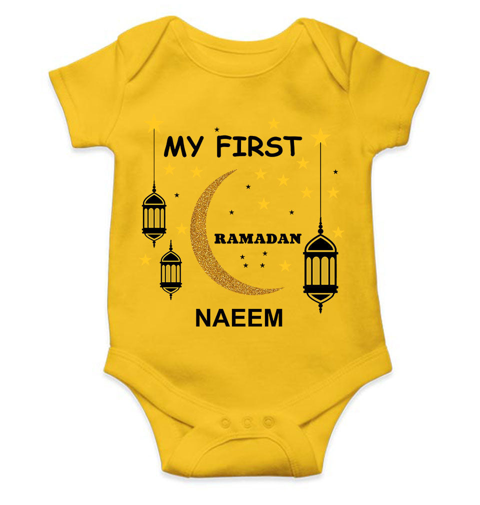 Custom Name My First Ramadan Rompers for Baby Boy- FunkyTeesClub
