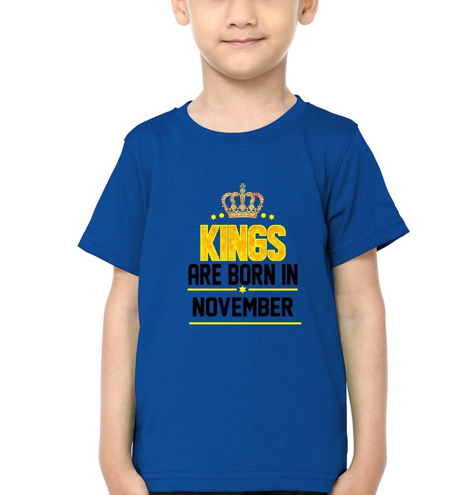 Kings Are Born In November Half Sleeves T-Shirt for Boy-FunkyTeesClub
