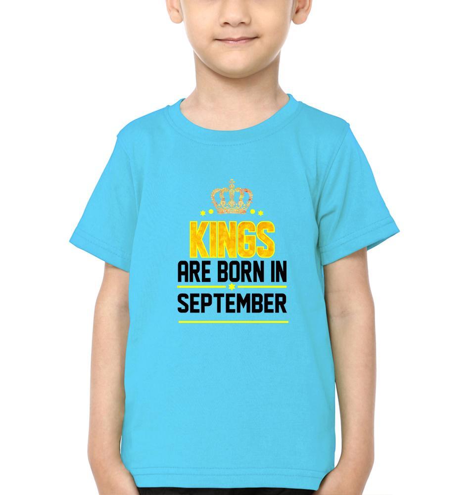 Kings Are Born In September Half Sleeves T-Shirt for Boy-FunkyTeesClub
