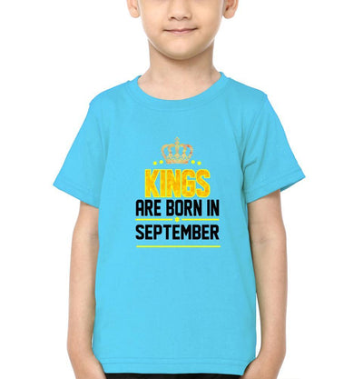 Kings Are Born In September Half Sleeves T-Shirt for Boy-FunkyTeesClub