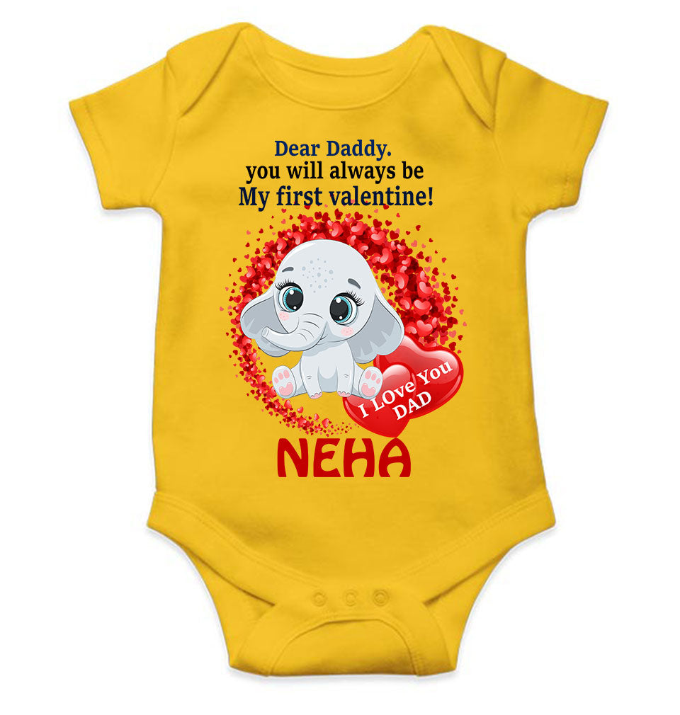 Custom Name Daddy Always Be My First Valentine Rompers for Baby Girl- FunkyTeesClub