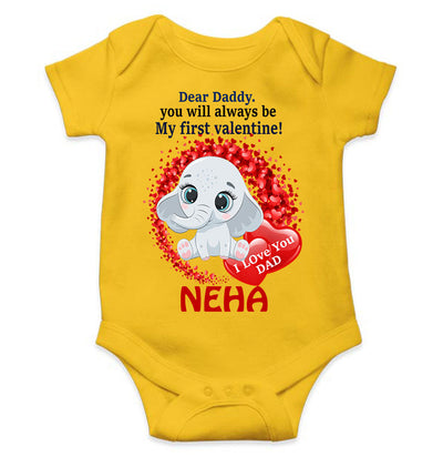 Custom Name Daddy Always Be My First Valentine Rompers for Baby Girl- FunkyTeesClub