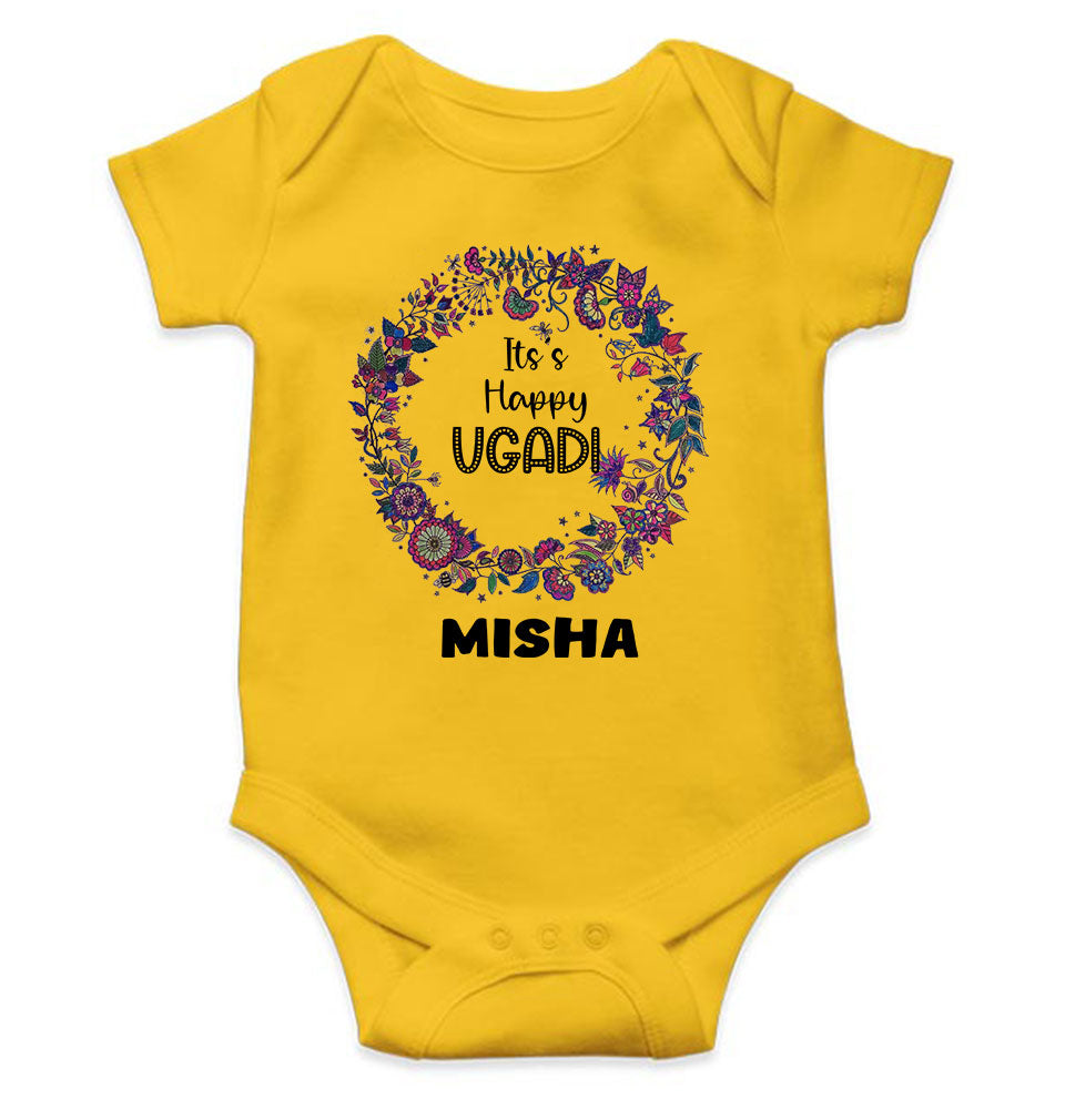 Custom Name Its Happy Ugadi Rompers for Baby Girl- FunkyTeesClub
