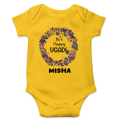 Custom Name Its Happy Ugadi Rompers for Baby Girl- FunkyTeesClub