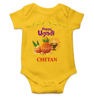 Custom Name Happy Ugadi Rompers for Baby Boy- FunkyTeesClub