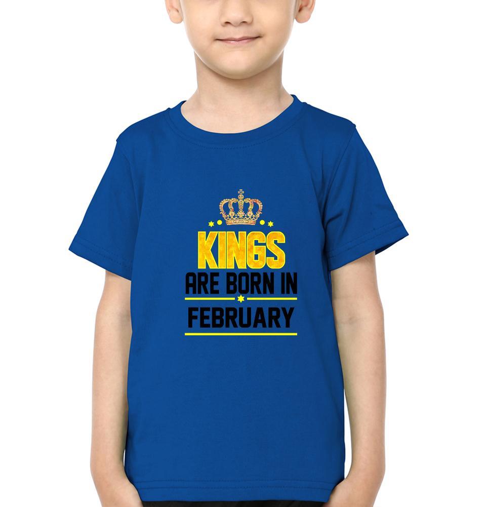 Kings Are Born In February Half Sleeves T-Shirt for Boy-FunkyTeesClub