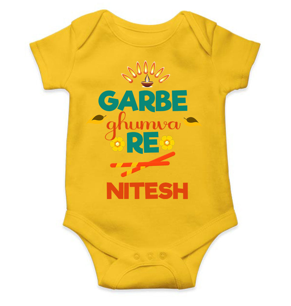 Custom Name Garbe Ghumva Re Navratri Rompers for Baby Boy- FunkyTeesClub