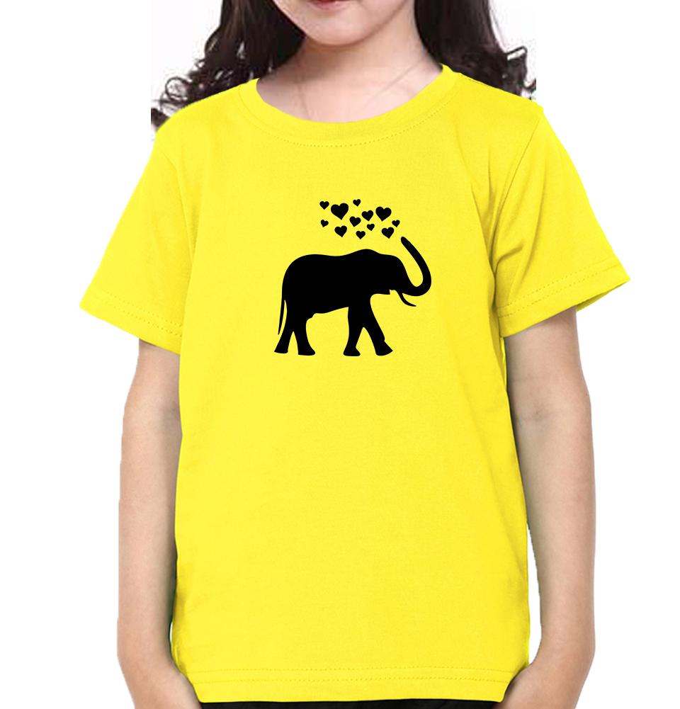 Elephant Hearts Half Sleeves T-Shirt For Girls -FunkyTeesClub