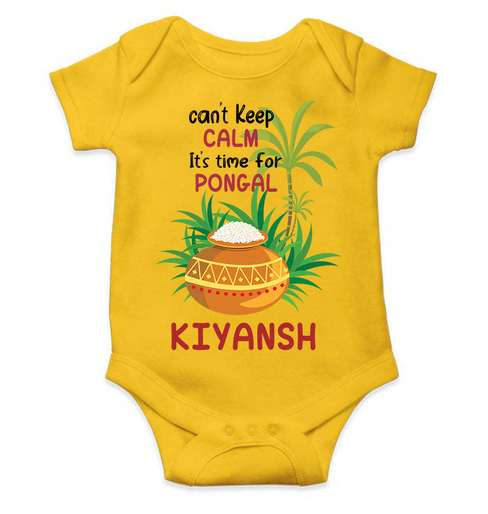 Custom Name Time For Pongal Rompers for Baby Boy- FunkyTeesClub