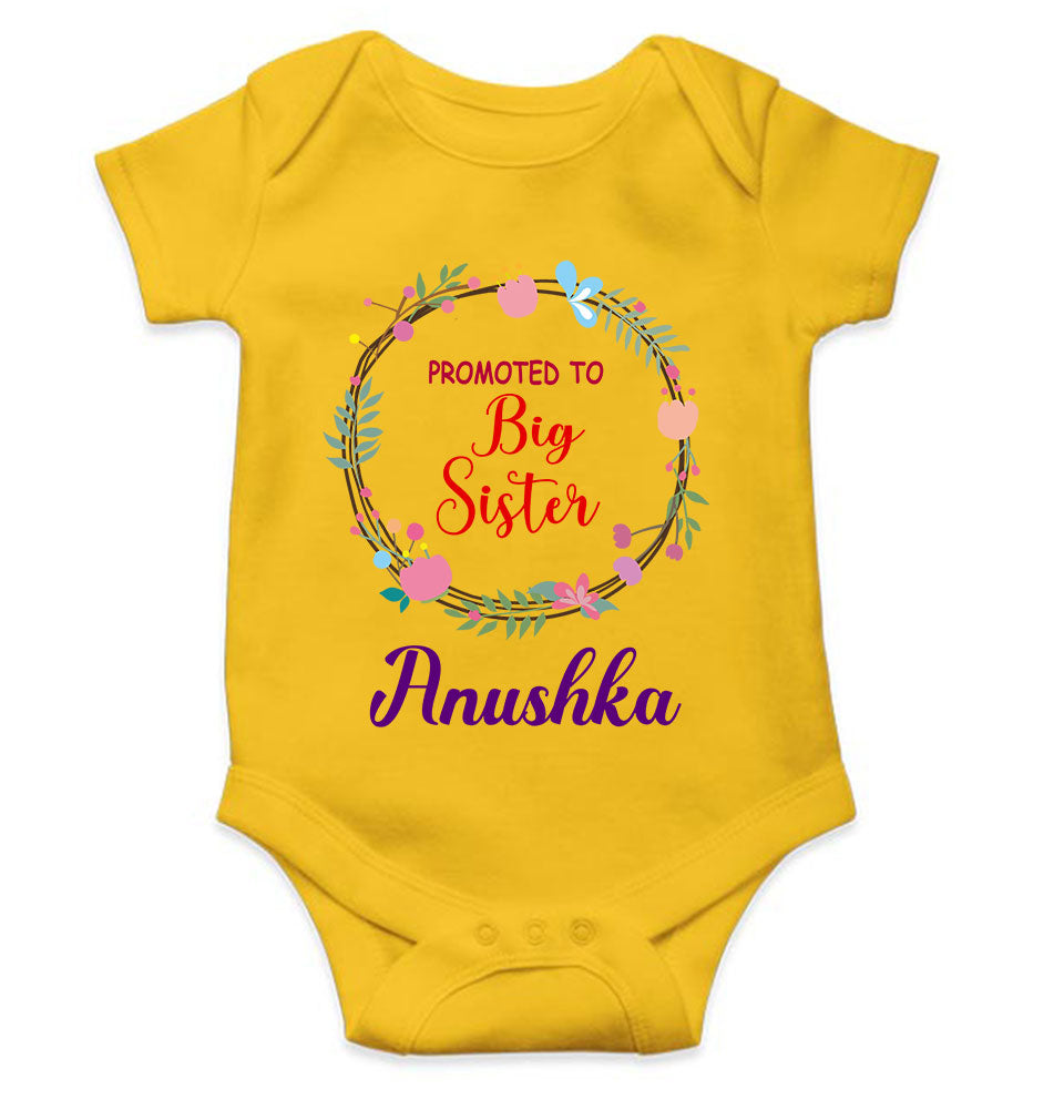 Custom Name Promoted To Big Sister Rakhi Rompers for Baby Girl- FunkyTeesClub