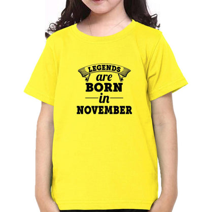Legends are Born in November Half Sleeves T-Shirt For Girls -FunkyTeesClub
