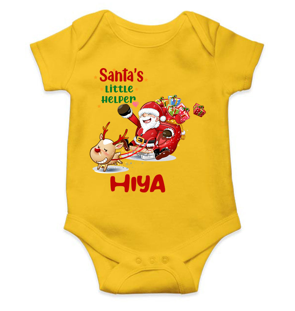 Customized Name Santas Little Helper Christmas Rompers for Baby Girl- FunkyTeesClub