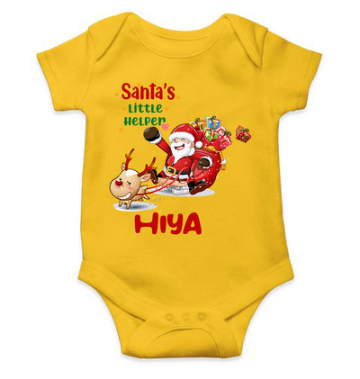Customized Name Santas Little Helper Christmas Rompers for Baby Girl- FunkyTeesClub