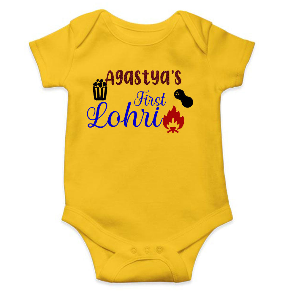 Custom Baby Name First Lohri Rompers for Baby Girl- FunkyTeesClub