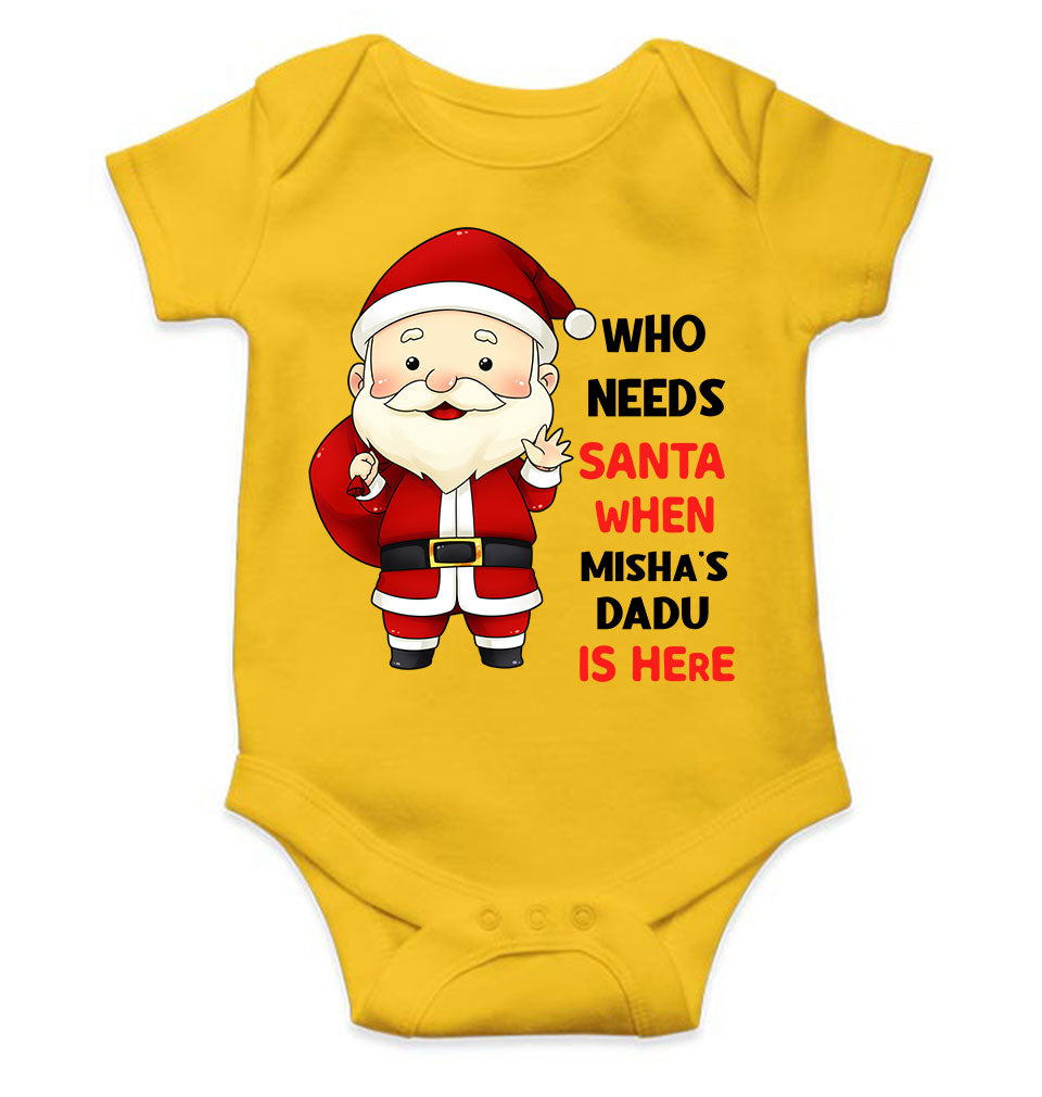 Customized Name Santa Dadu Is Here Christmas Rompers for Baby Girl- FunkyTeesClub