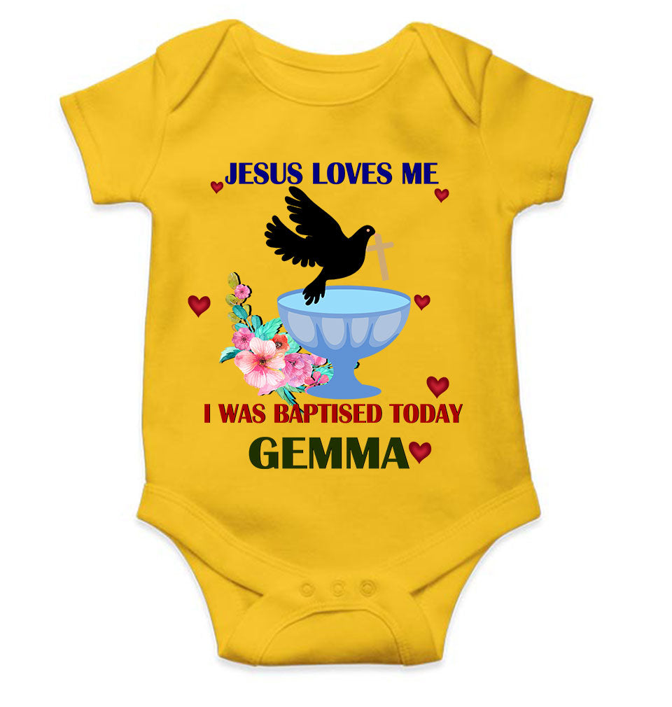Custom Name Jesus Loves Me Baptism Christening Day Rompers for Baby Girl- FunkyTeesClub