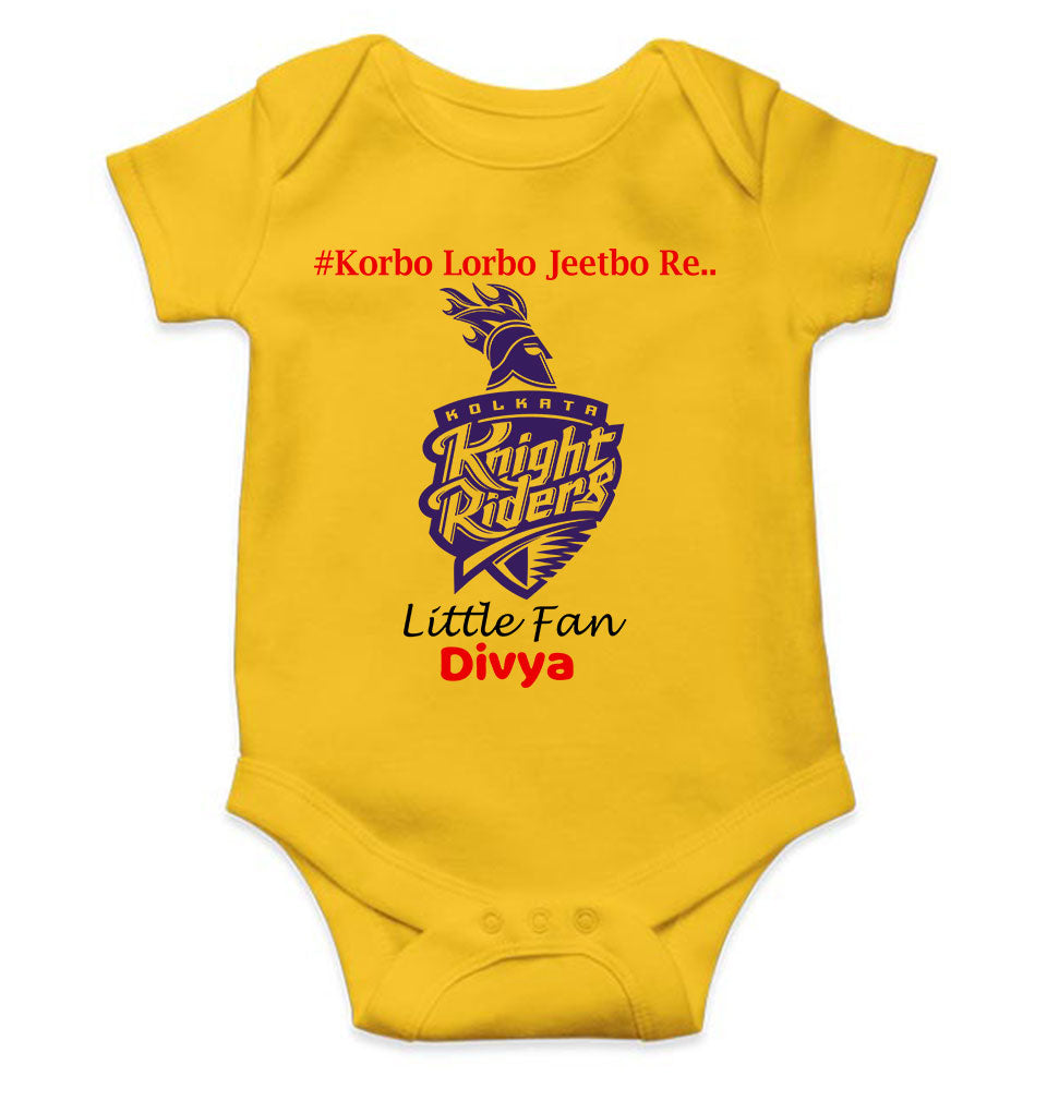 Custom Name IPL KKR Kolkata Knight Riders Korbo Lorbo Jeetbo Re Rompers for Baby Girl- FunkyTeesClub