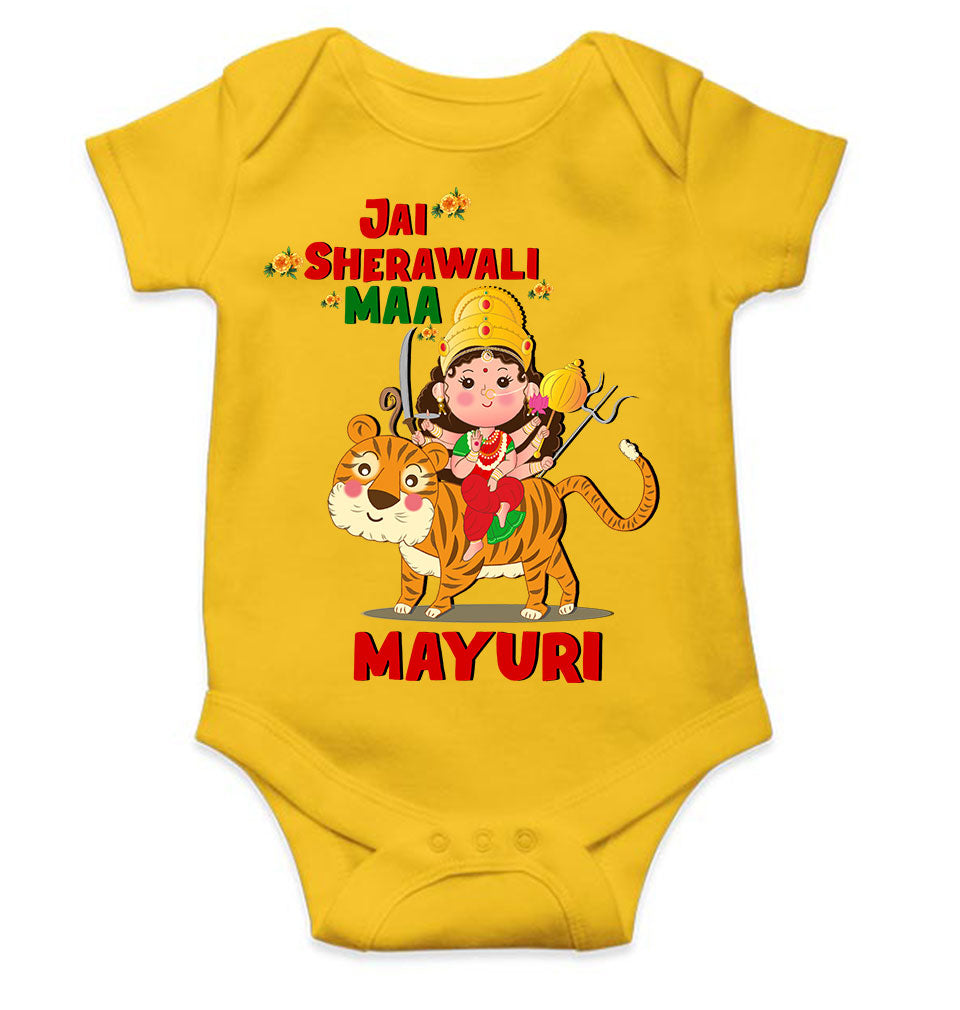 Custom Name Jai Sherawali Maa Navratri Rompers for Baby Girl- FunkyTeesClub