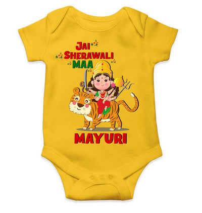 Custom Name Jai Sherawali Maa Navratri Rompers for Baby Girl- FunkyTeesClub