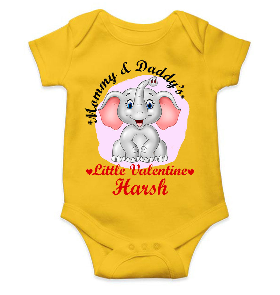 Custom Name Mommy And Daddys Little Valentine Rompers for Baby Boy- FunkyTeesClub