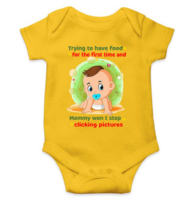 Baby Eating Food Rompers for Baby Girl- FunkyTeesClub
