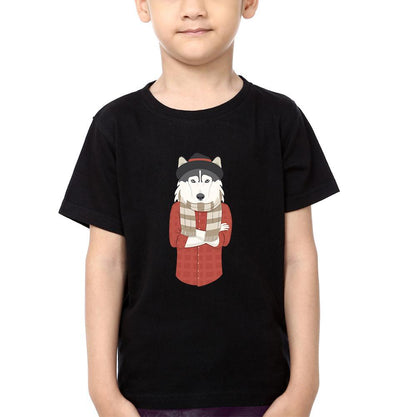 Hipster Wolf Half Sleeves T-Shirt for Boy-FunkyTeesClub