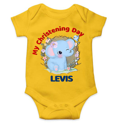 Custom Name Christening Day Baptism Rompers for Baby Boy- FunkyTeesClub