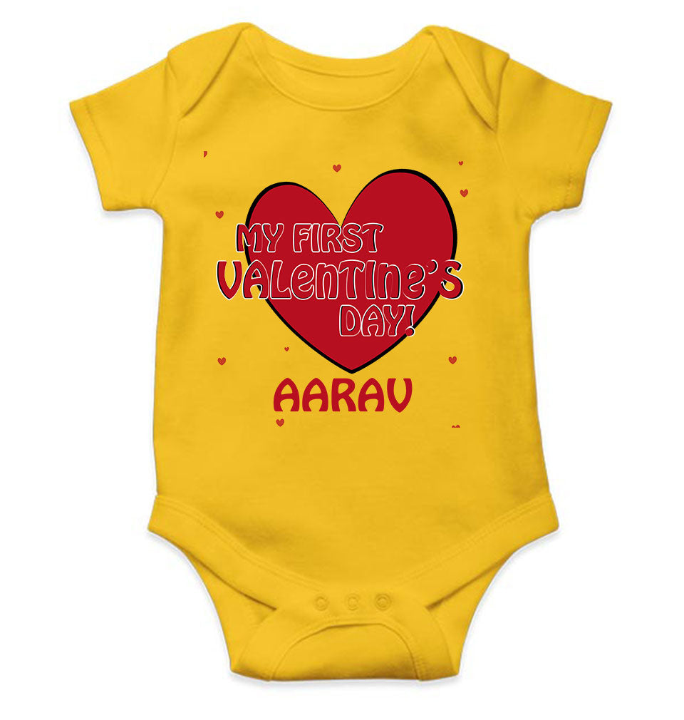 Custom Name 1st Valentine Rompers for Baby Boy- FunkyTeesClub