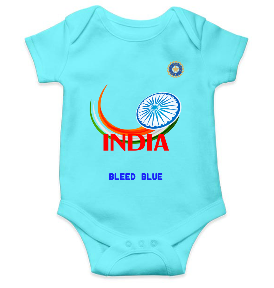 India Bleed Blue World Cup Cricket Rompers for Baby Boy- FunkyTeesClub