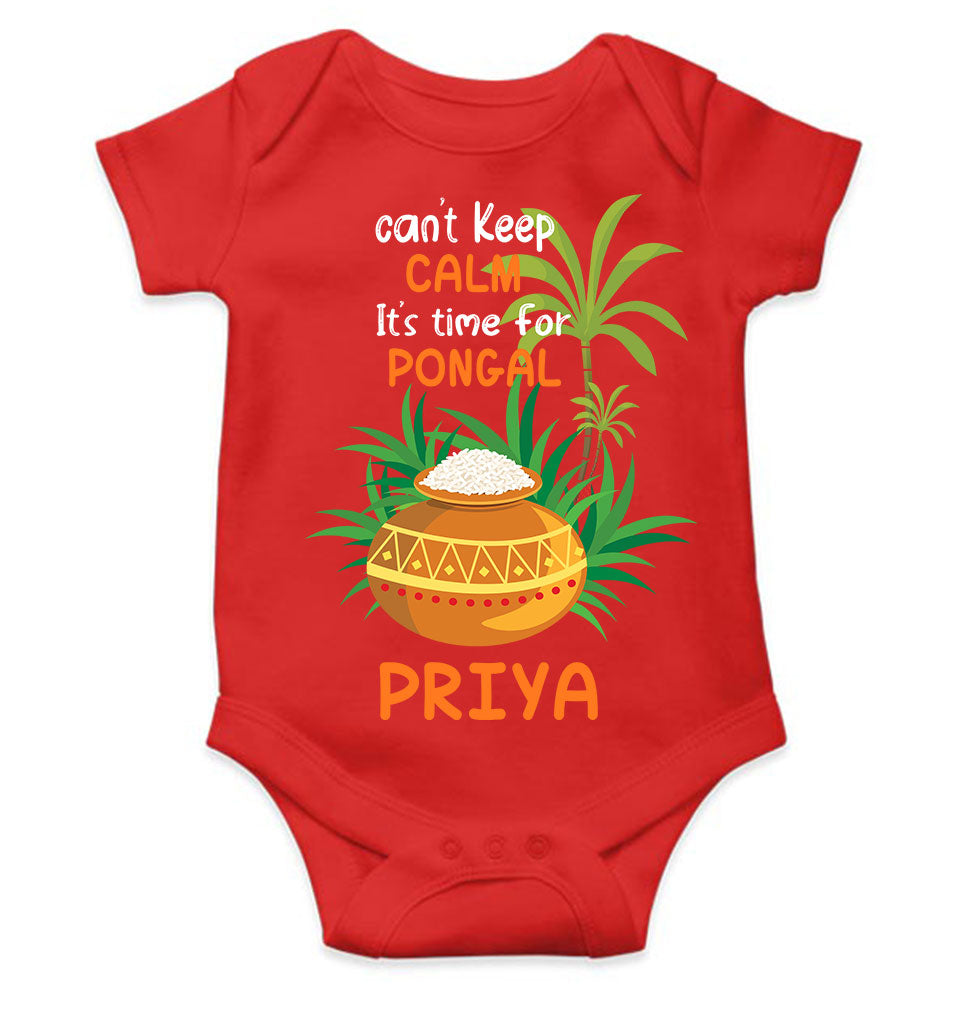 Custom Name Time For Pongal Rompers for Baby Girl- FunkyTeesClub