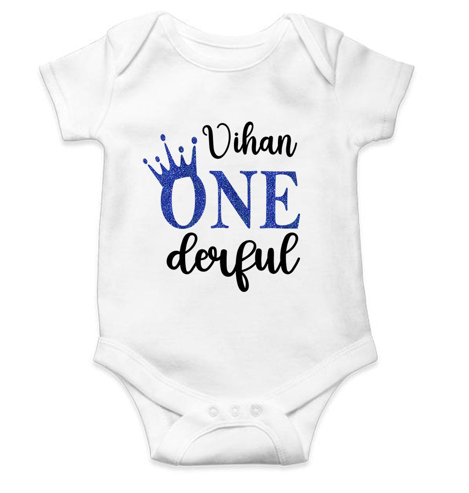 Custom Name First Birthday Rompers for Baby Boy- FunkyTeesClub